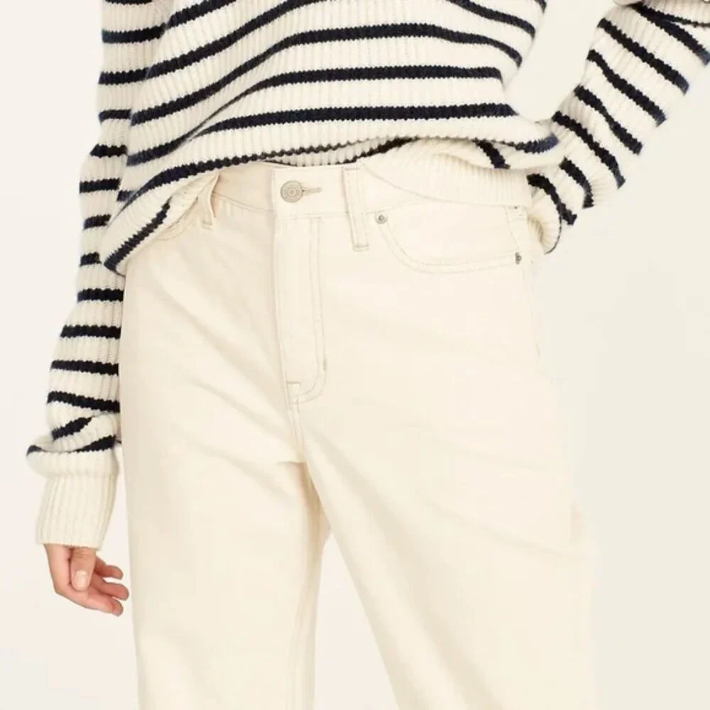 J. CREW Natural Ecru Slouchy Boyfriend Jeans Preppy Capsule Minimalist Sz 24 NWT
